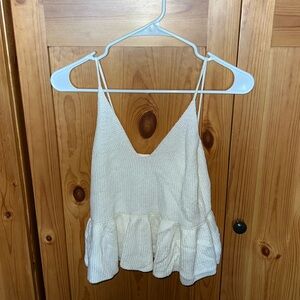 White knit peplum cropped tank